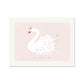 textured swan illustration on soft pink ground with milk white border