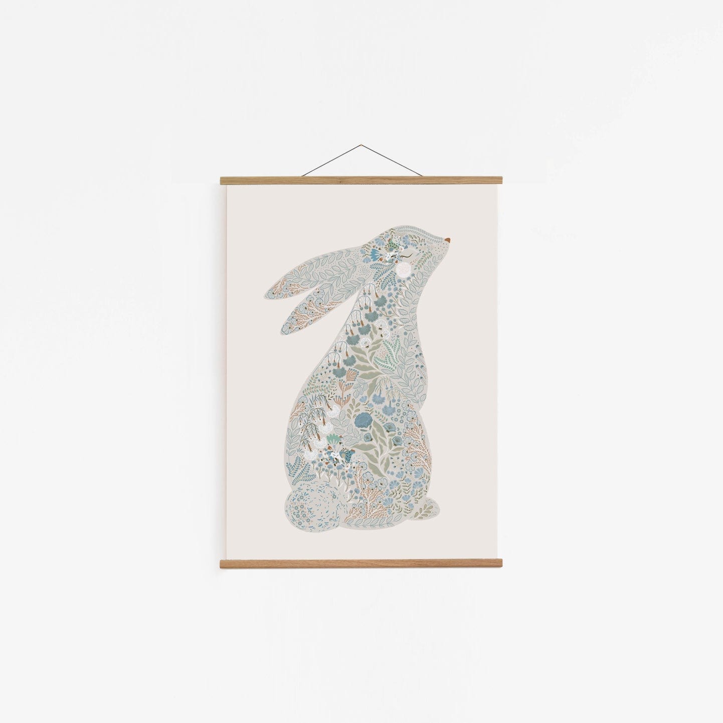 Floral Bunny Blue Wall Hanging