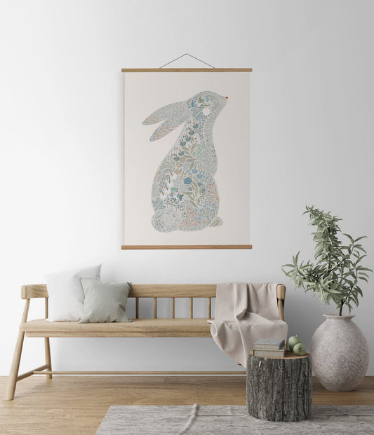 Floral Bunny Blue Wall Hanging