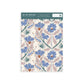 Wallpaper sample blue flowers, pink leaves and green leaves